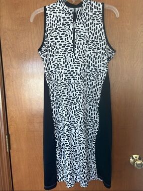 Tail Black and White Paneled Midi Dress